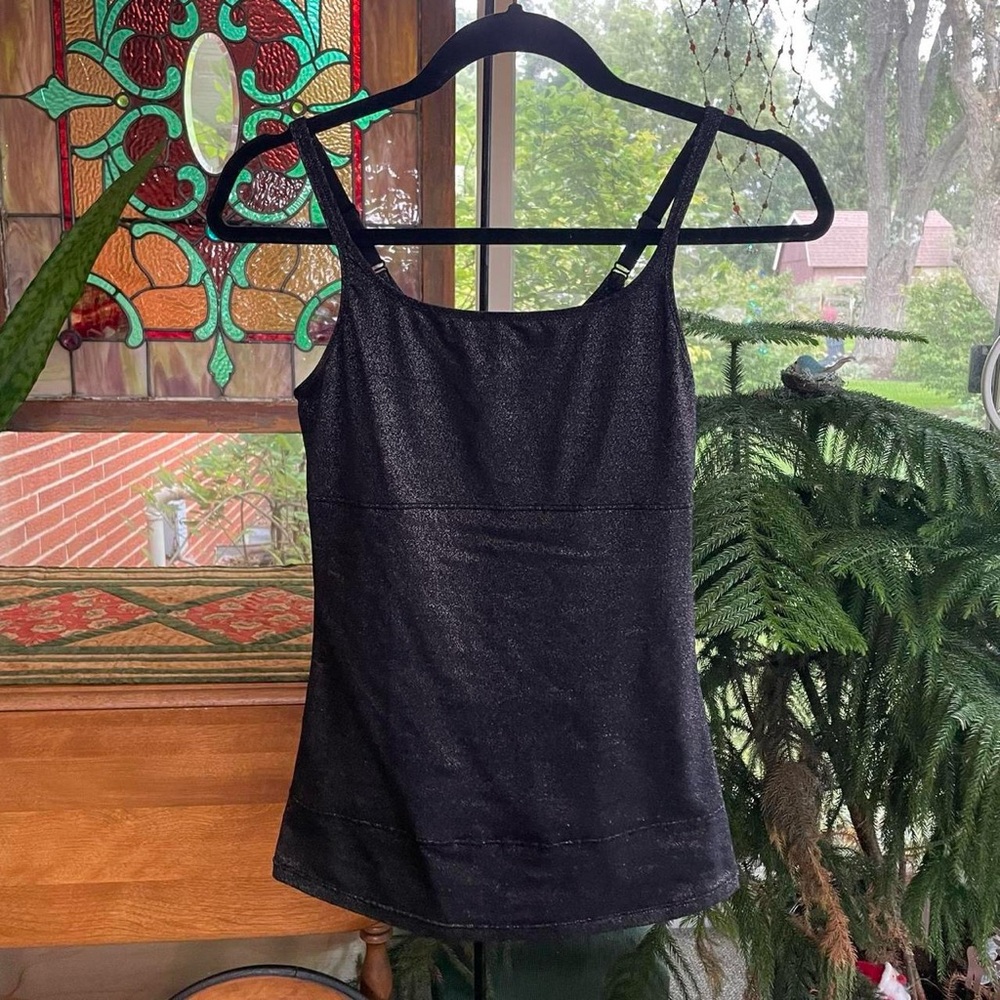 Flexees Black Sparkle Camisole Tank Top